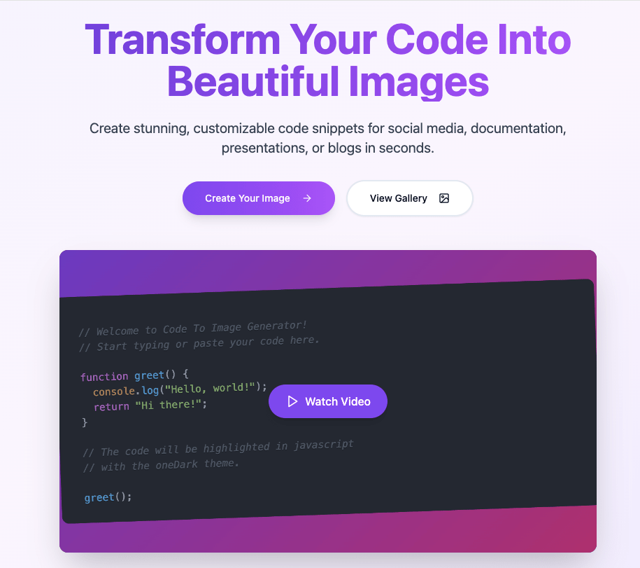 Code To Image Generator logo