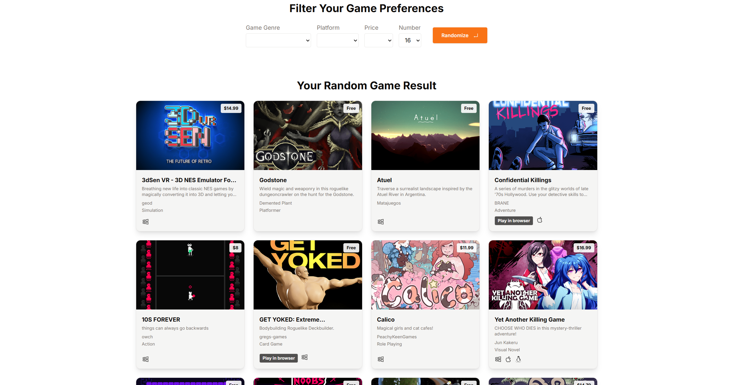 Random Game Generator screenshot 2