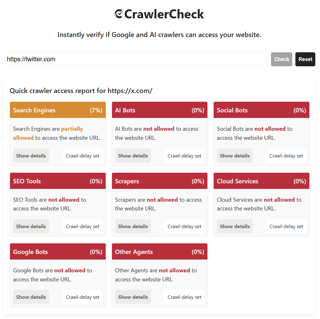 CrawlerCheck screenshot 2