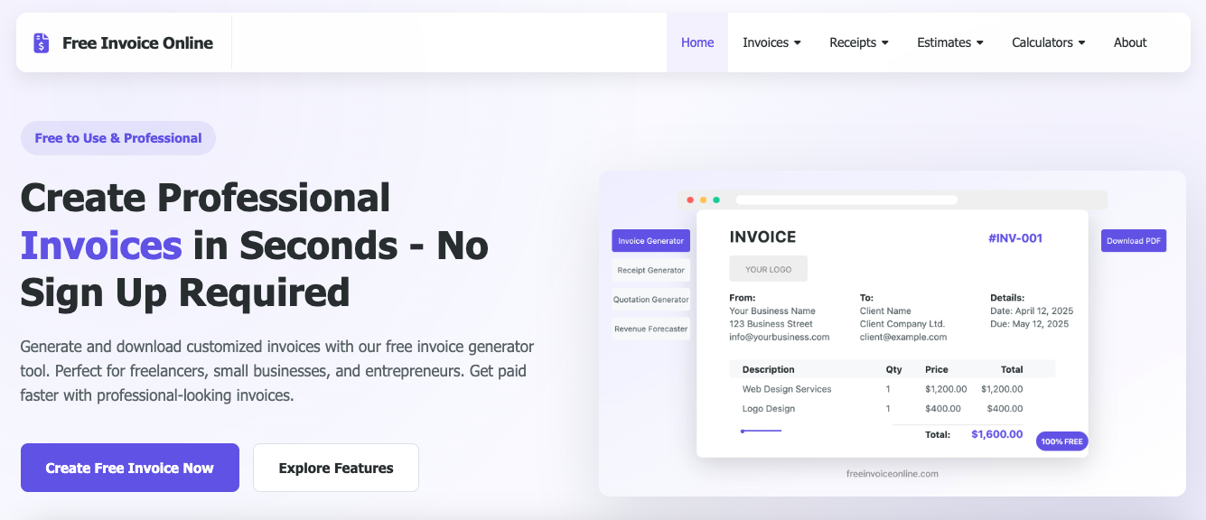 Free Invoice Online screenshot 1