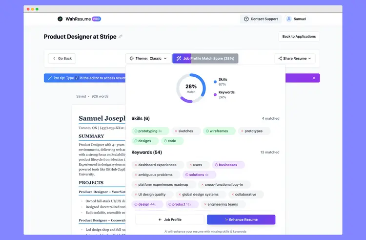 WahResume screenshot 1
