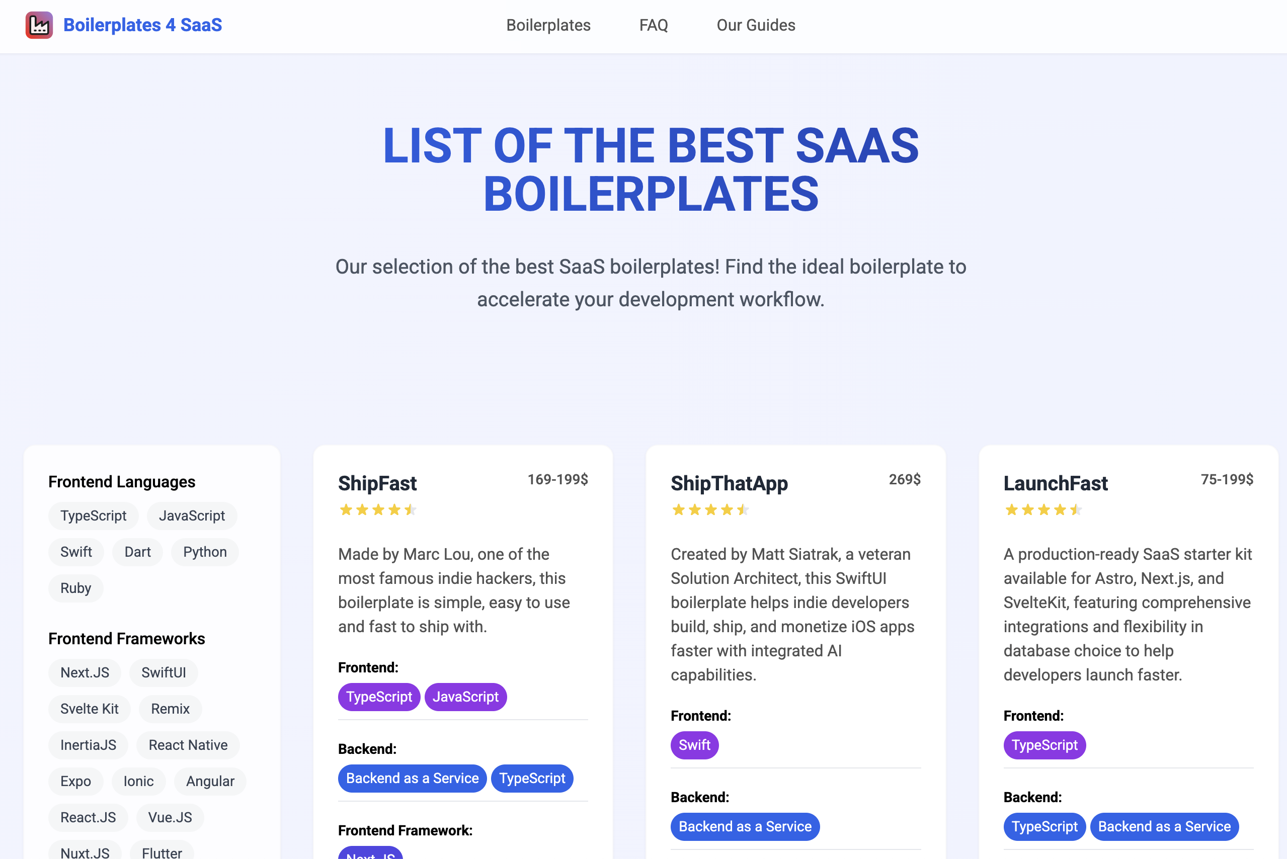 Boilerplates 4 SaaS screenshot 1