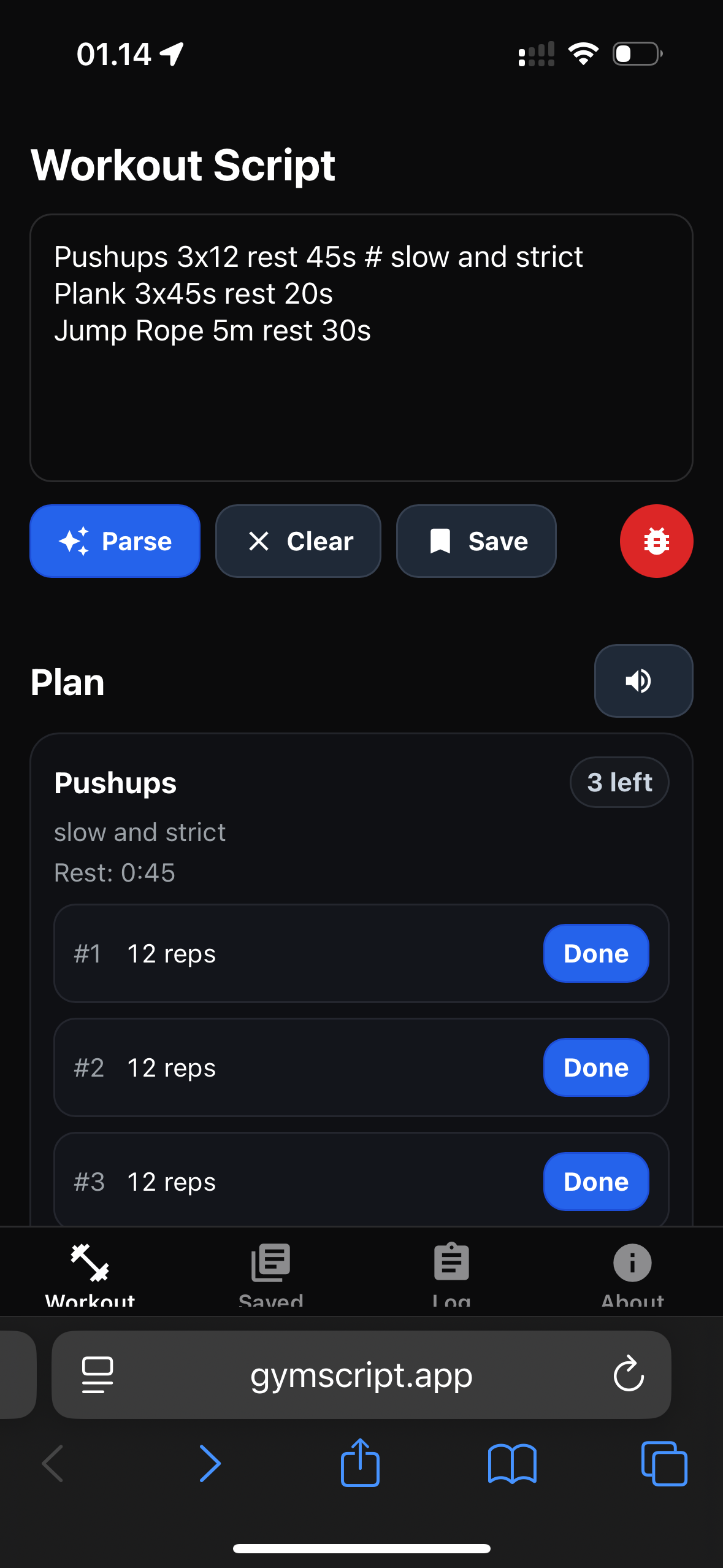 GymScript screenshot 1
