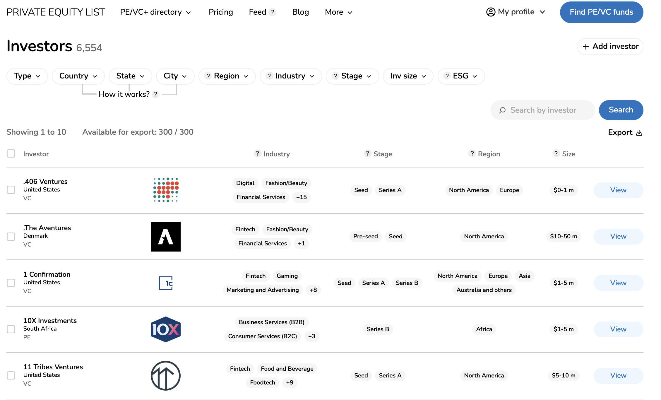 Private Equity List screenshot 1