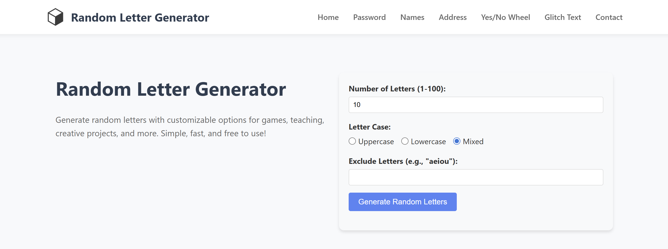 Random Letter Generator screenshot 1