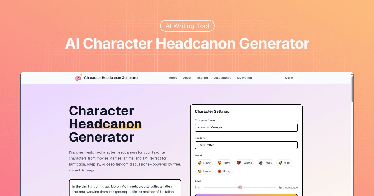 Character Headcanon Generator screenshot 1
