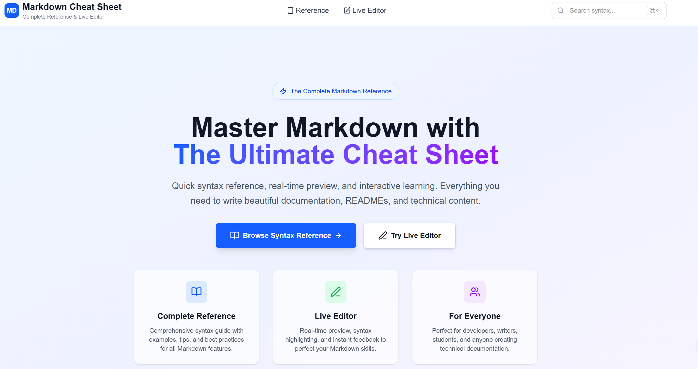 Markdown Cheat Sheet screenshot 1