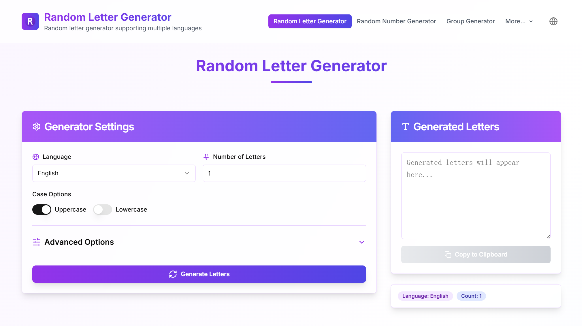 Random Letter Generator screenshot 1