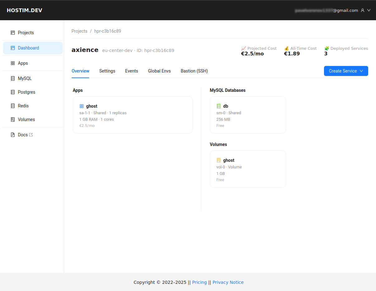 Hostim.dev screenshot 2