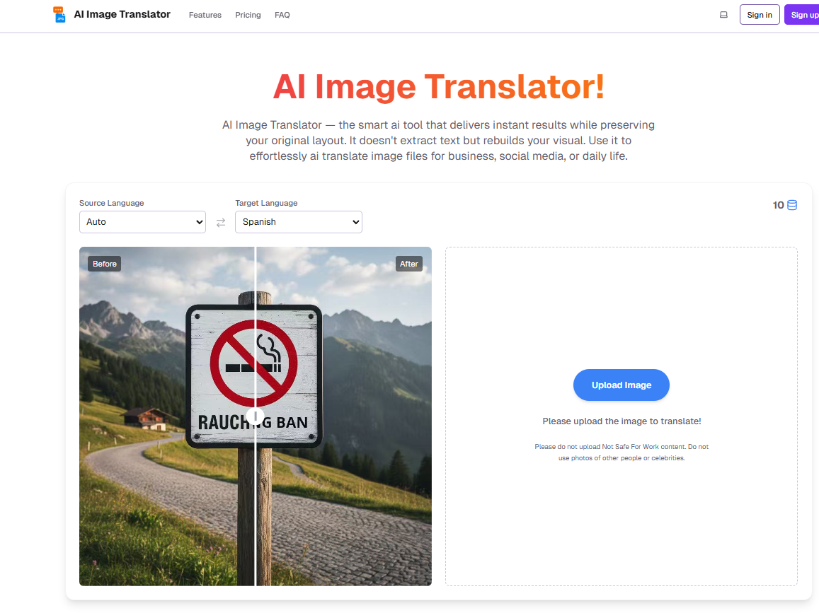 Aimslate AI Image Translator Preserve La screenshot 1