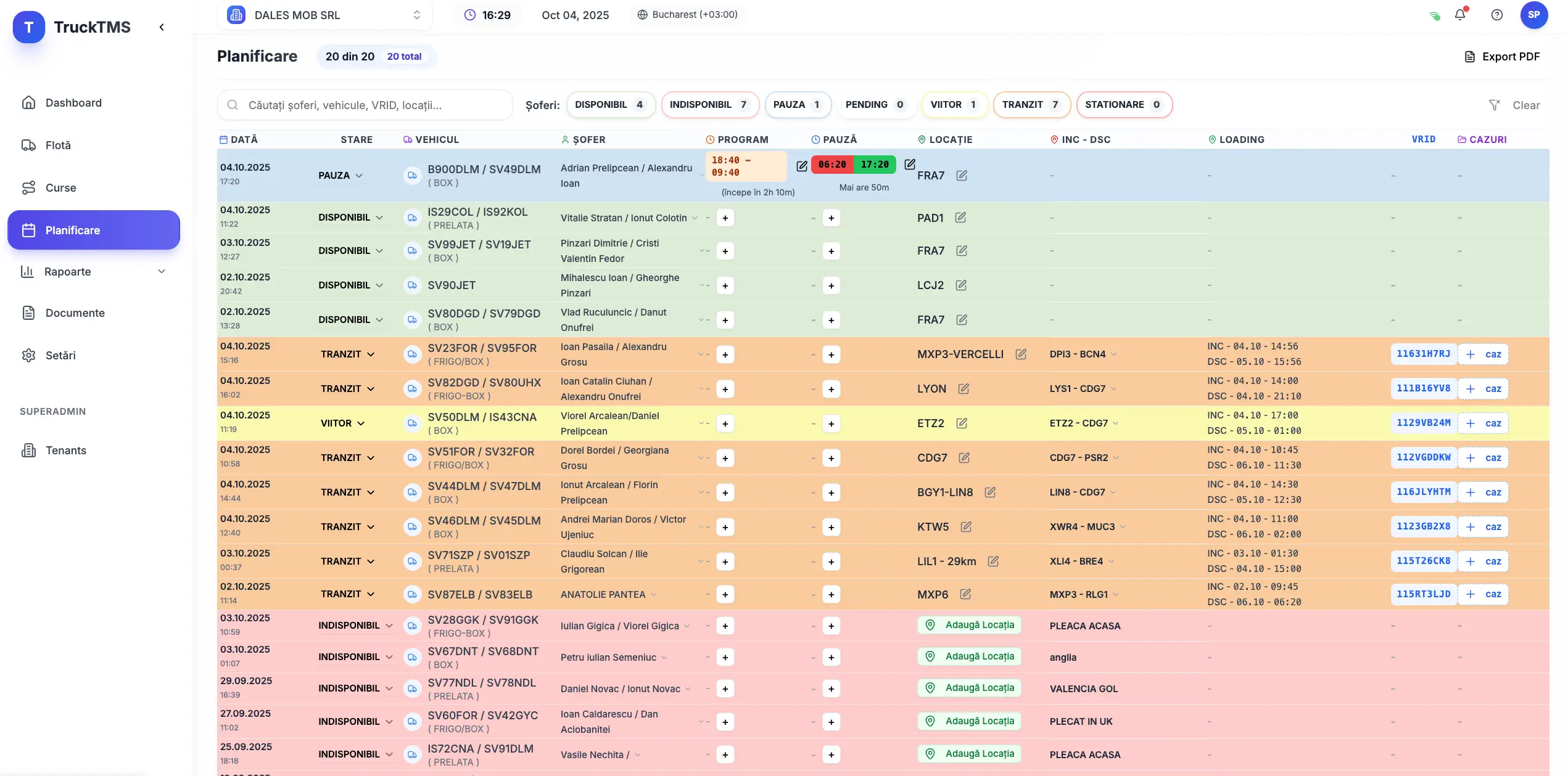 Truck TMS screenshot 1