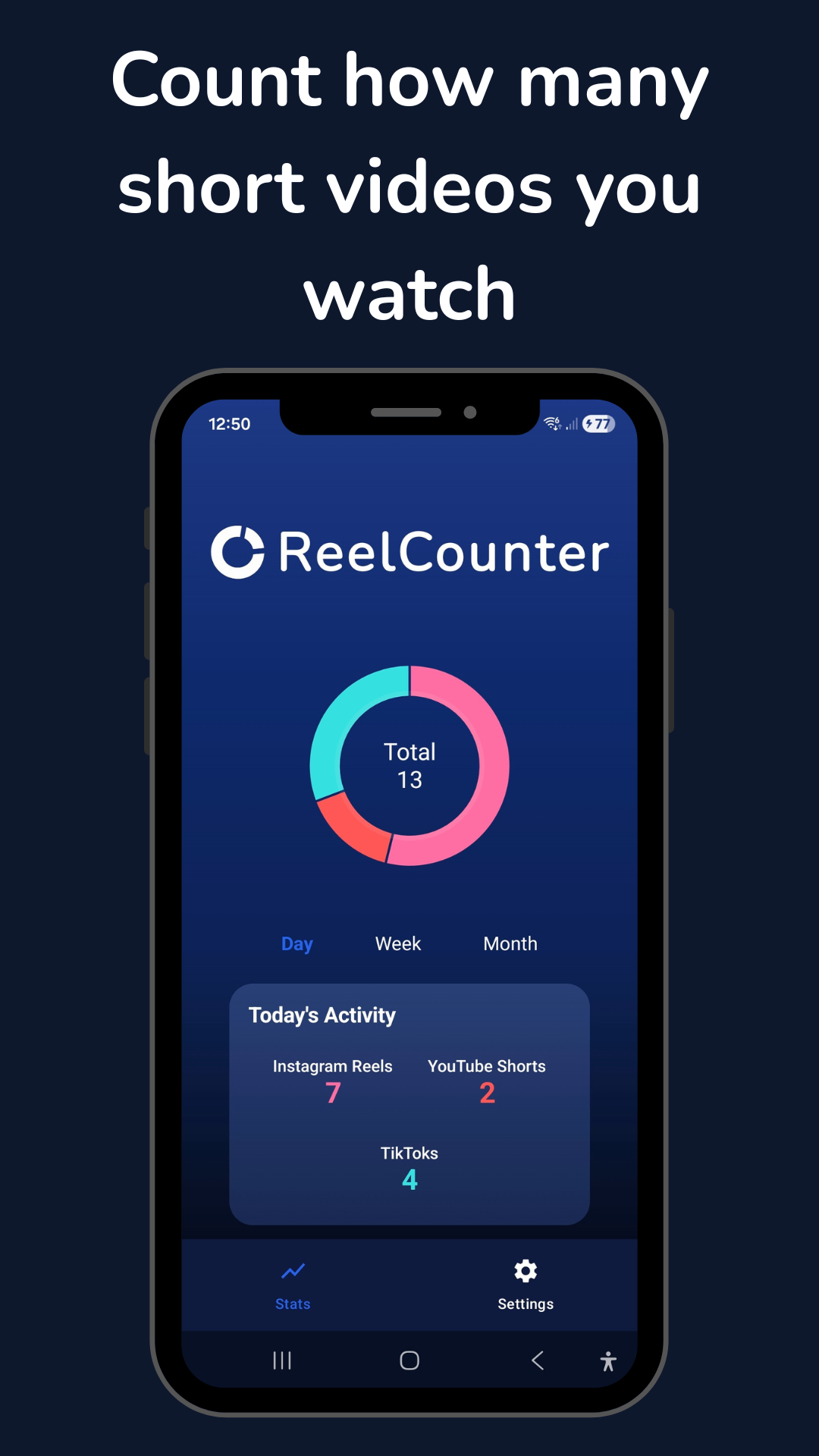 ReelCounter: Count Reels, Shorts, Tiktok screenshot 1