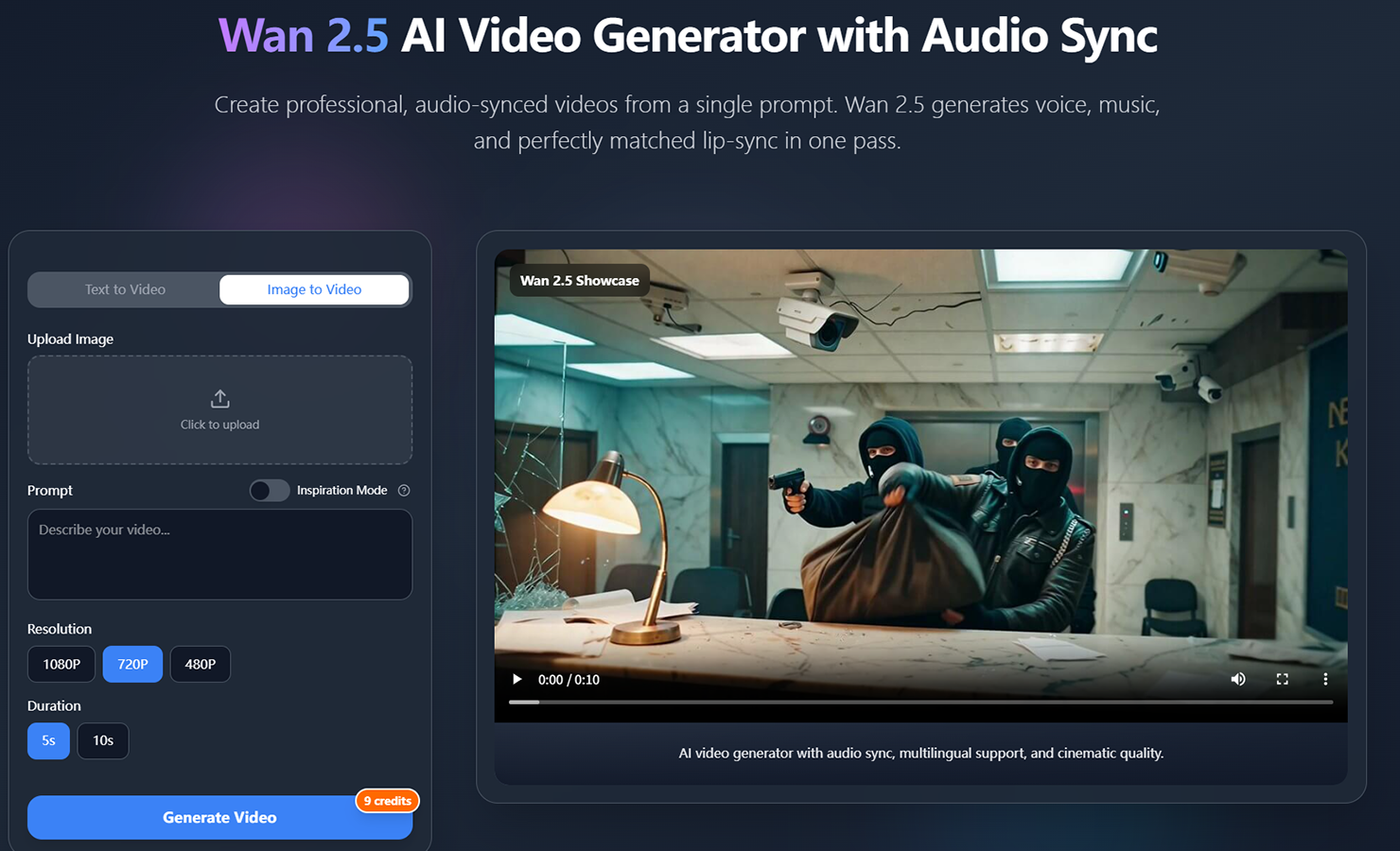 Wan 2.5 AI Video Generator screenshot 1